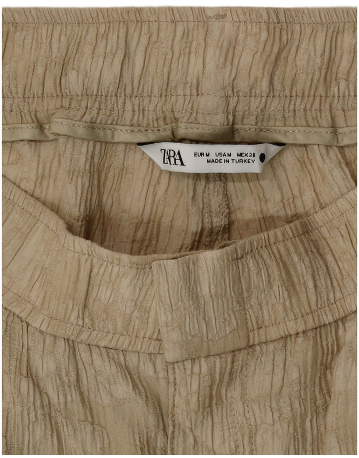 Pantaloni drepti casual pentru femei, cu model abstract, Zara Mediu L30 L26 Bej