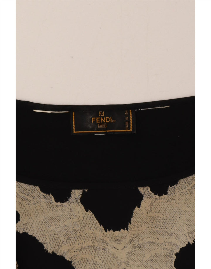 Bluză Fendi pentru femei UK 14 Designer mare negru cu imprimeu animal