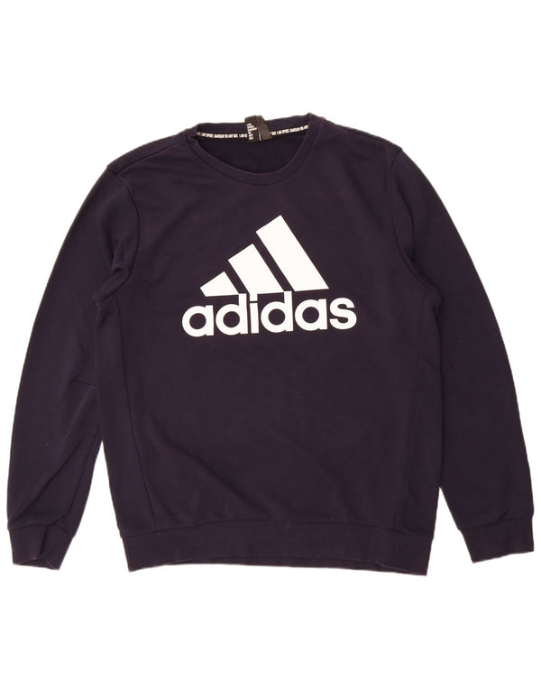 Adidas Mens Graphic Sweatshirt Jumper Large Navy Blue Cotton