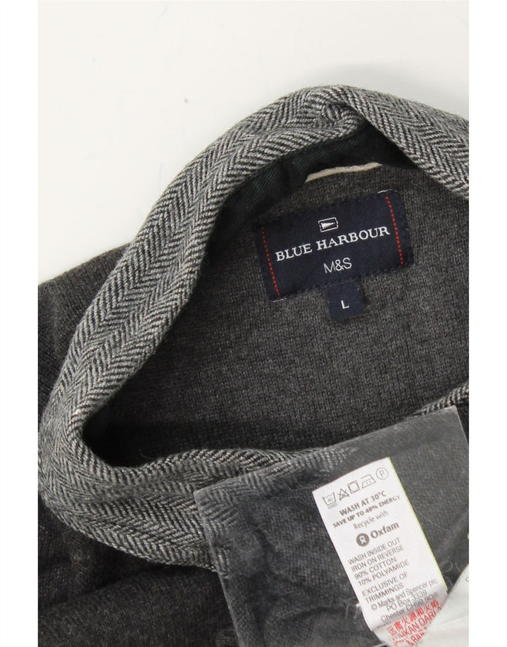 MARKS & SPENCER Mens Polo Neck Jumper Sweater Large Grey Cotton Vintage Marks & Spencer and Second-Hand Marks & Spencer from Messina Hembry 