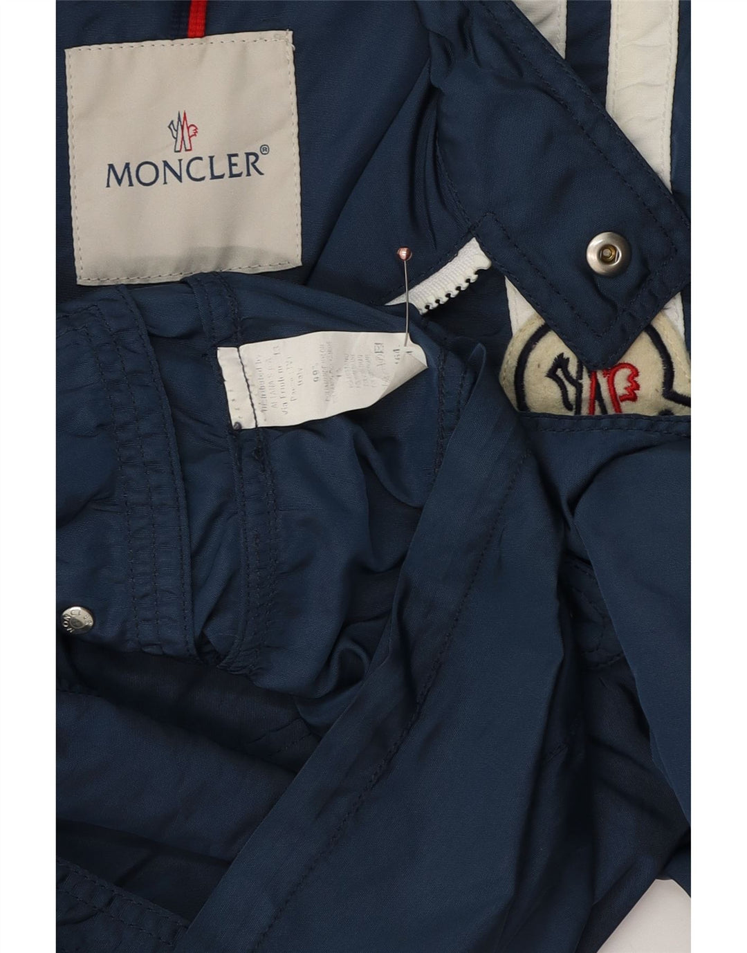 Jachetă de vânt pentru băieți Moncler 13-14 ani, albastru bleumarin, poliester color bloc
