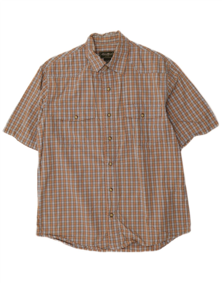 Cămașă cu mânecă scurtă pentru bărbați EDDIE BAUER, bumbac cu carouri albastru mediu