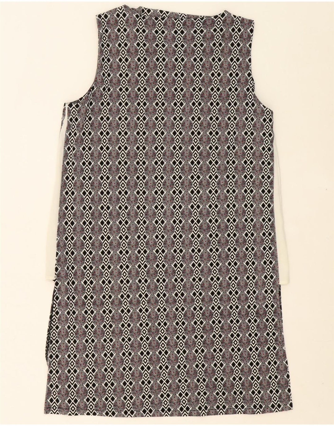 NEXT Womens Sleeveless Shift Dress UK 12 Medium  Grey Geometric Polyester Vintage Next and Second-Hand Next from Messina Hembry 