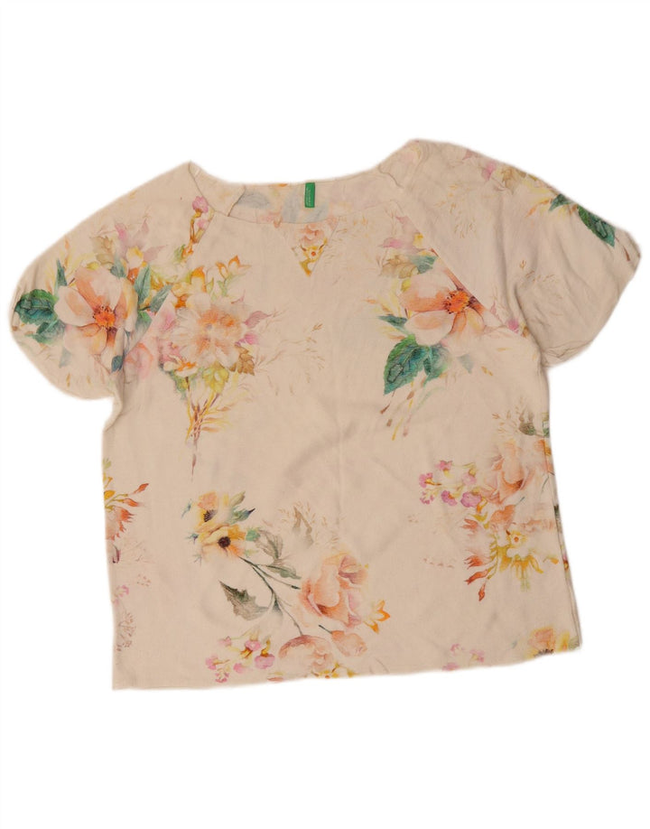 BENETTON Tricou pentru femei Top UK 16 Large Off White Floral