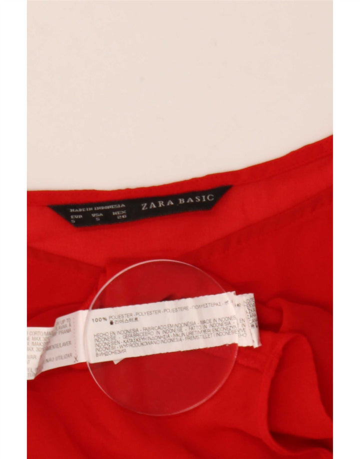 Bluză Zara Femei See Through Top UK 10 Small Red Poliester