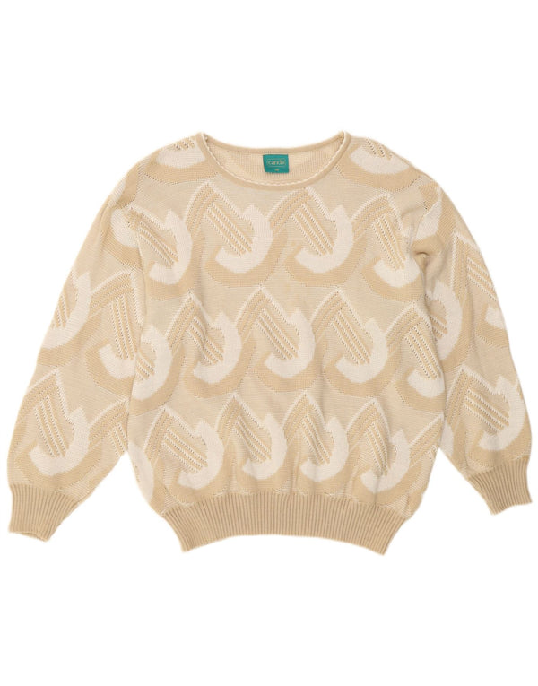 Pulover pentru damă Canda cu gât de barcă IT 48 XL Bej Geometric Acrilic
