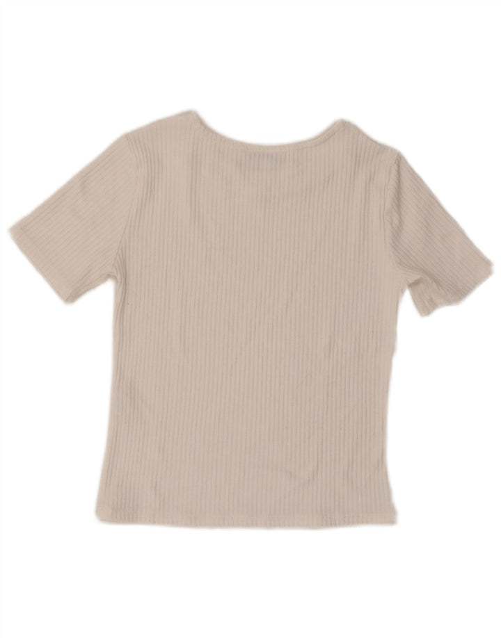 ZARA Tricou Crop Top pentru femei UK 8 Small Poliester alb