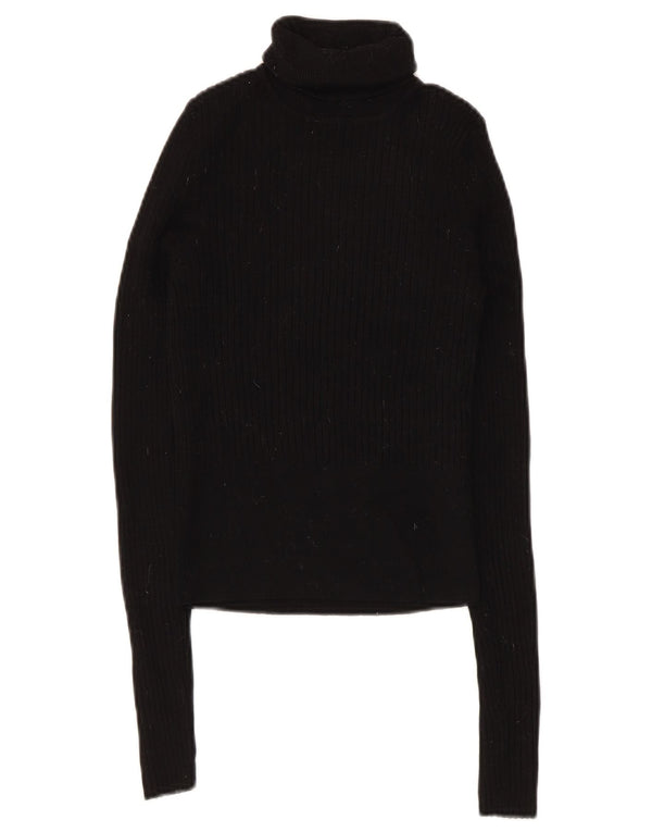 Pulover de damă Zara cu gât rulat, mic, negru, viscoză