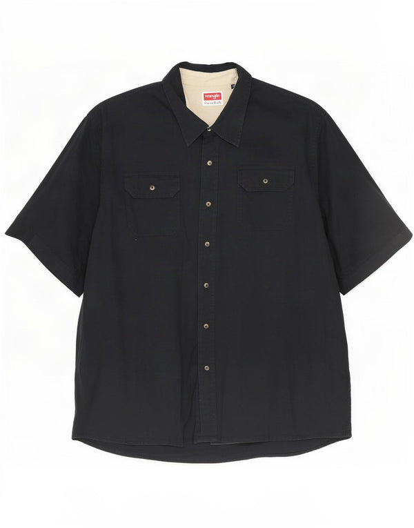 Cămașă cu mânecă scurtă Wrangler pentru bărbați, bumbac negru 3XL