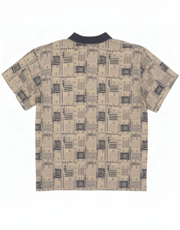 Cămașă vintage cu mânecă scurtă pentru bărbați, XL, bej, viscoză, moale