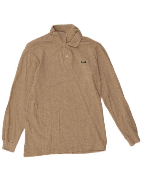 Tricou polo pentru bărbați Lacoste cu mânecă lungă, mărimea 3, bumbac bej mic