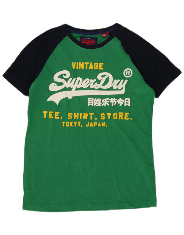 Superdry Mens Graphic T-Shirt Top Small Green Cotton