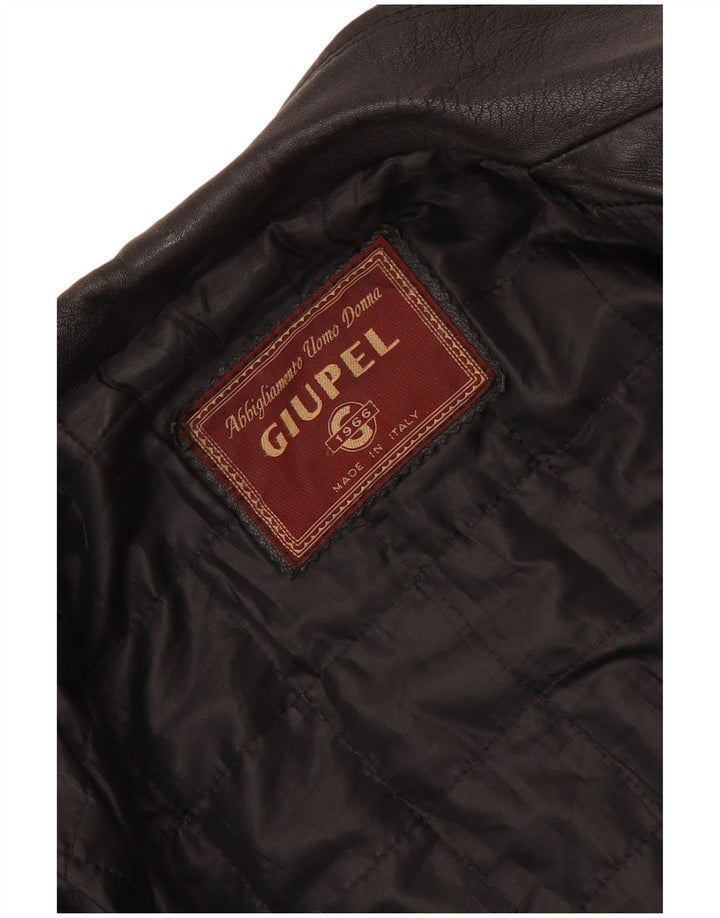 Jachetă din piele vintage pentru femei UK 14 Medium Black Leather