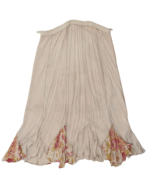 Fusta țigănească vintage pentru femei XL W38 Bej, viscoză florală