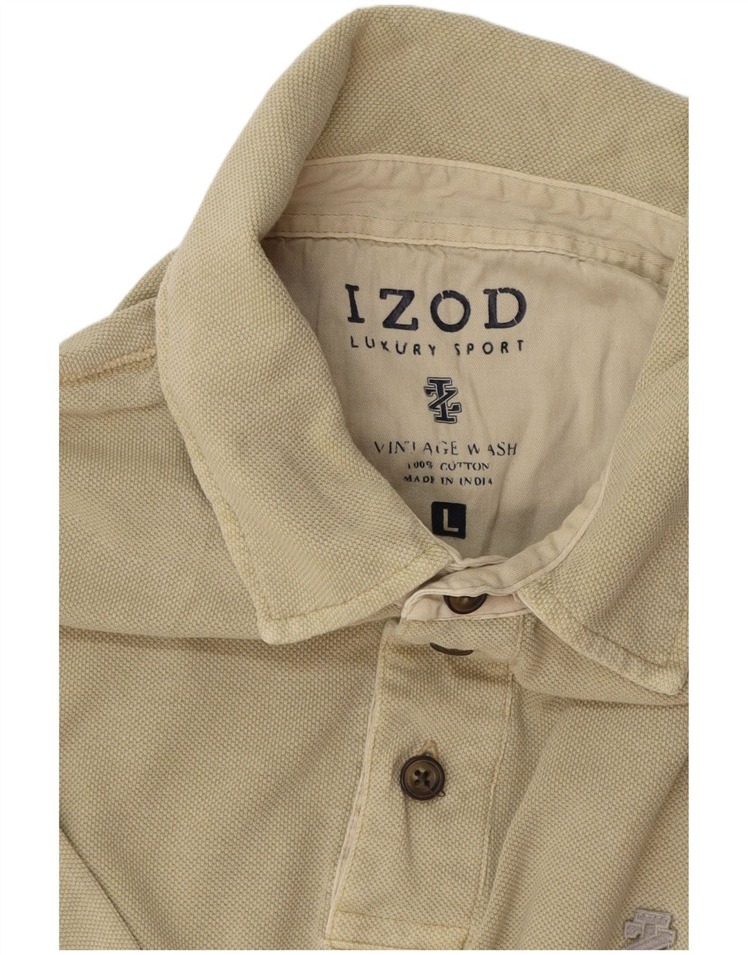 Cămașă polo IZOD pentru bărbați, mare, bej, bumbac