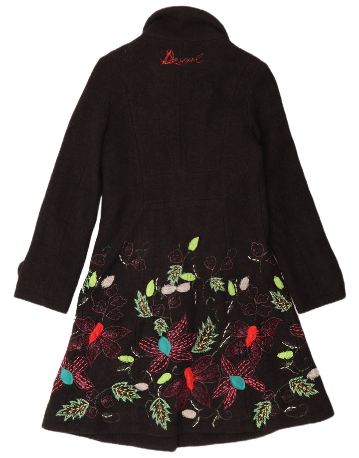 DESIGUAL pardesiu pentru femei UK 10 mic, negru, floral, viscoză, boemă