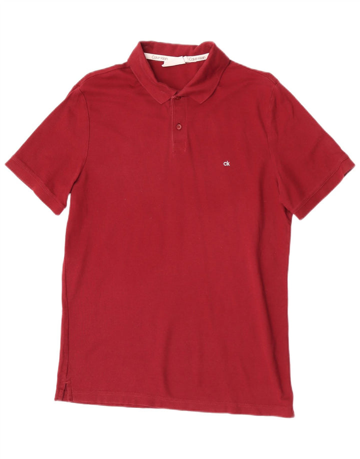 Cămașă polo Calvin Klein pentru bărbați, bumbac burgundy mediu