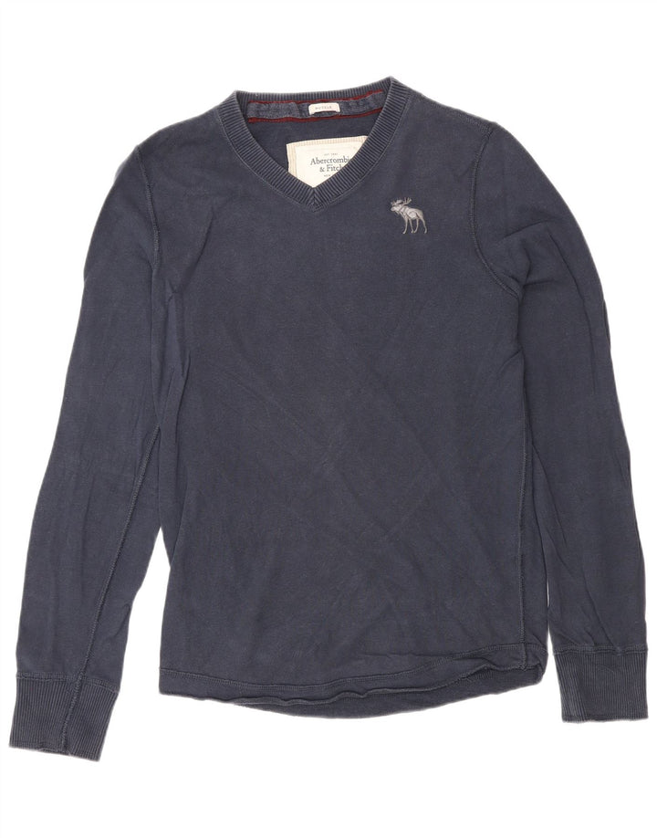 Top pentru bărbați Abercrombie & Fitch cu mânecă lungă, mediu, bleumarin, clasic