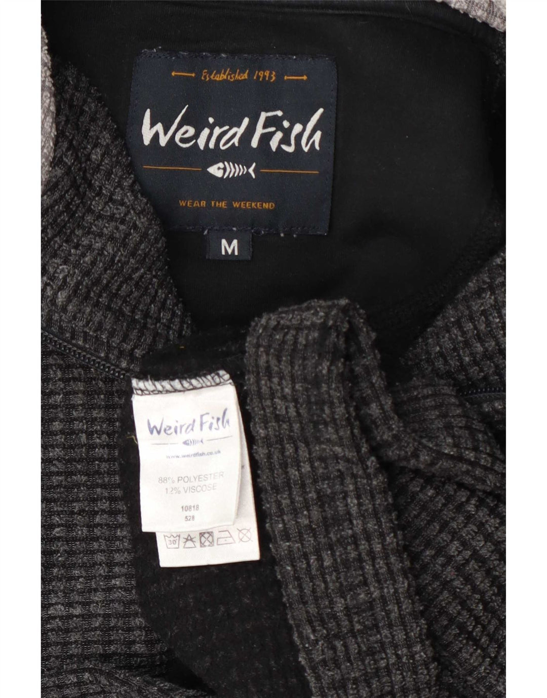 Pulover din lână pentru bărbați Weird Fish, cu fermoar, gri mediu, poliester color bloc