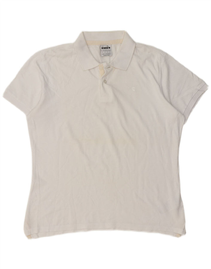 Tricou polo pentru bărbați Diadora, bumbac alb mediu