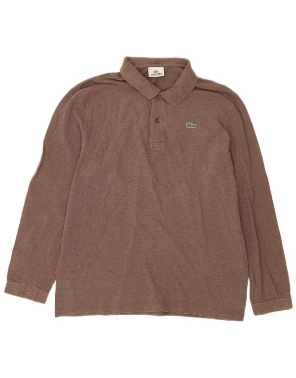 Tricou polo pentru bărbați cu mânecă lungă Lacoste Mărimea 6 XL bumbac maro