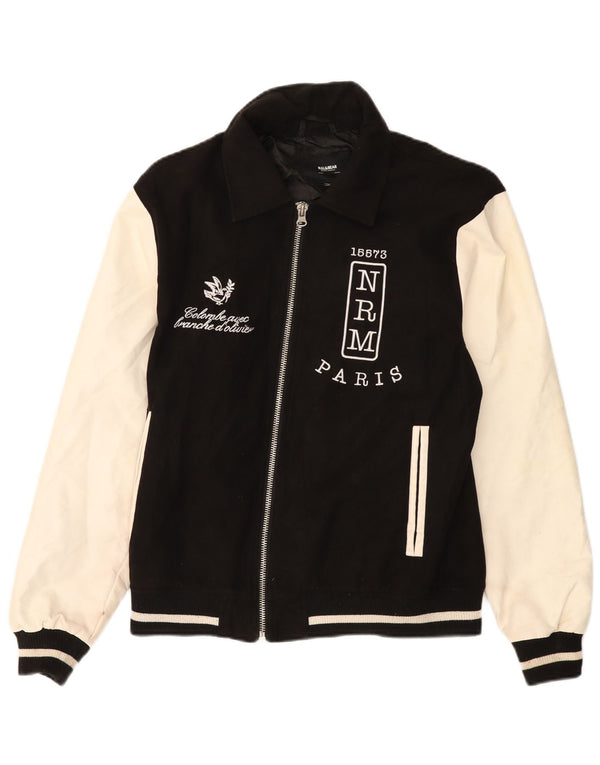 Jachetă pentru bărbați Pull & Bear Paris Varsity UK 38 Medium Black Colorblock
