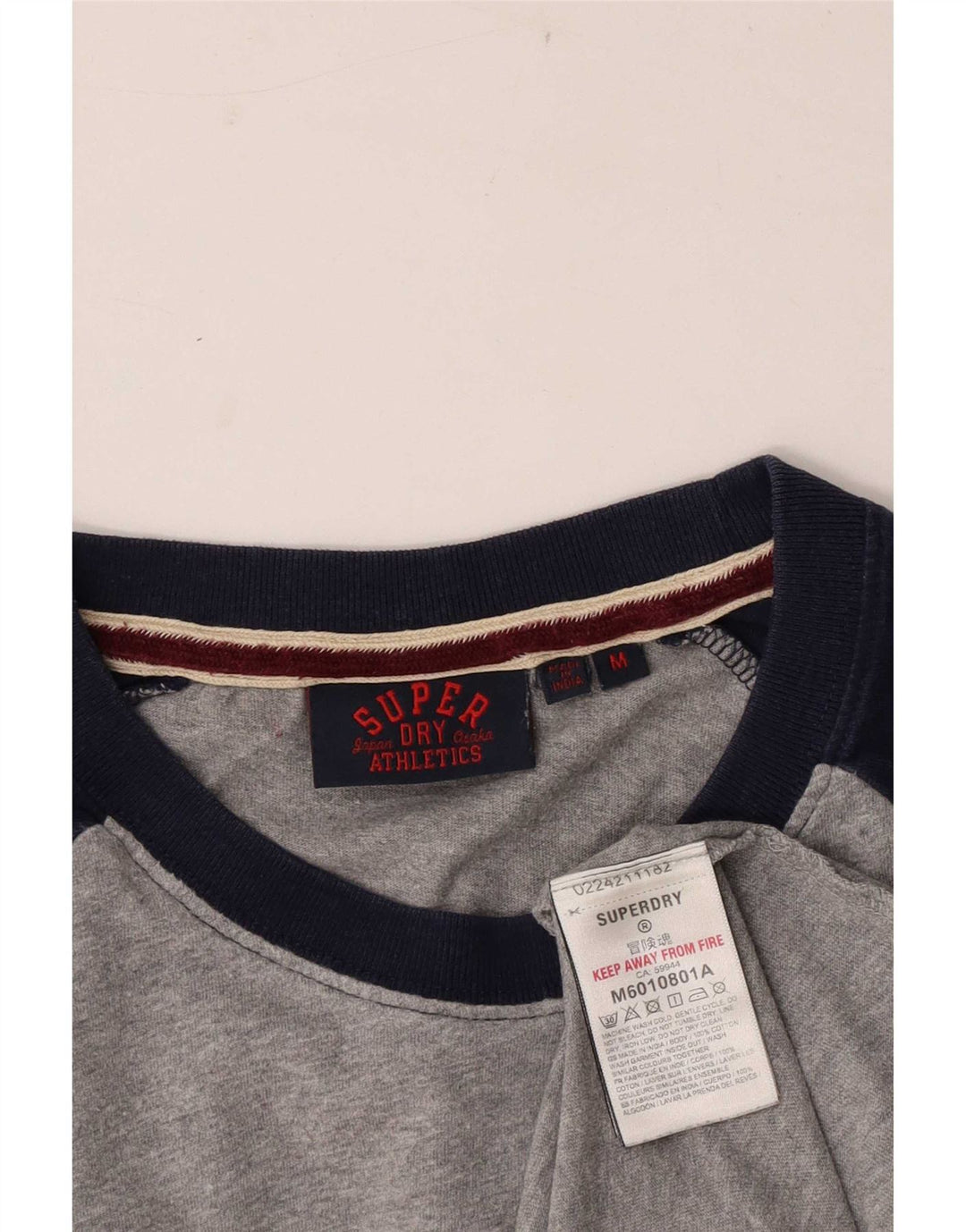 Top pentru bărbați Superdry cu mânecă lungă, gri mediu, bumbac color bloc