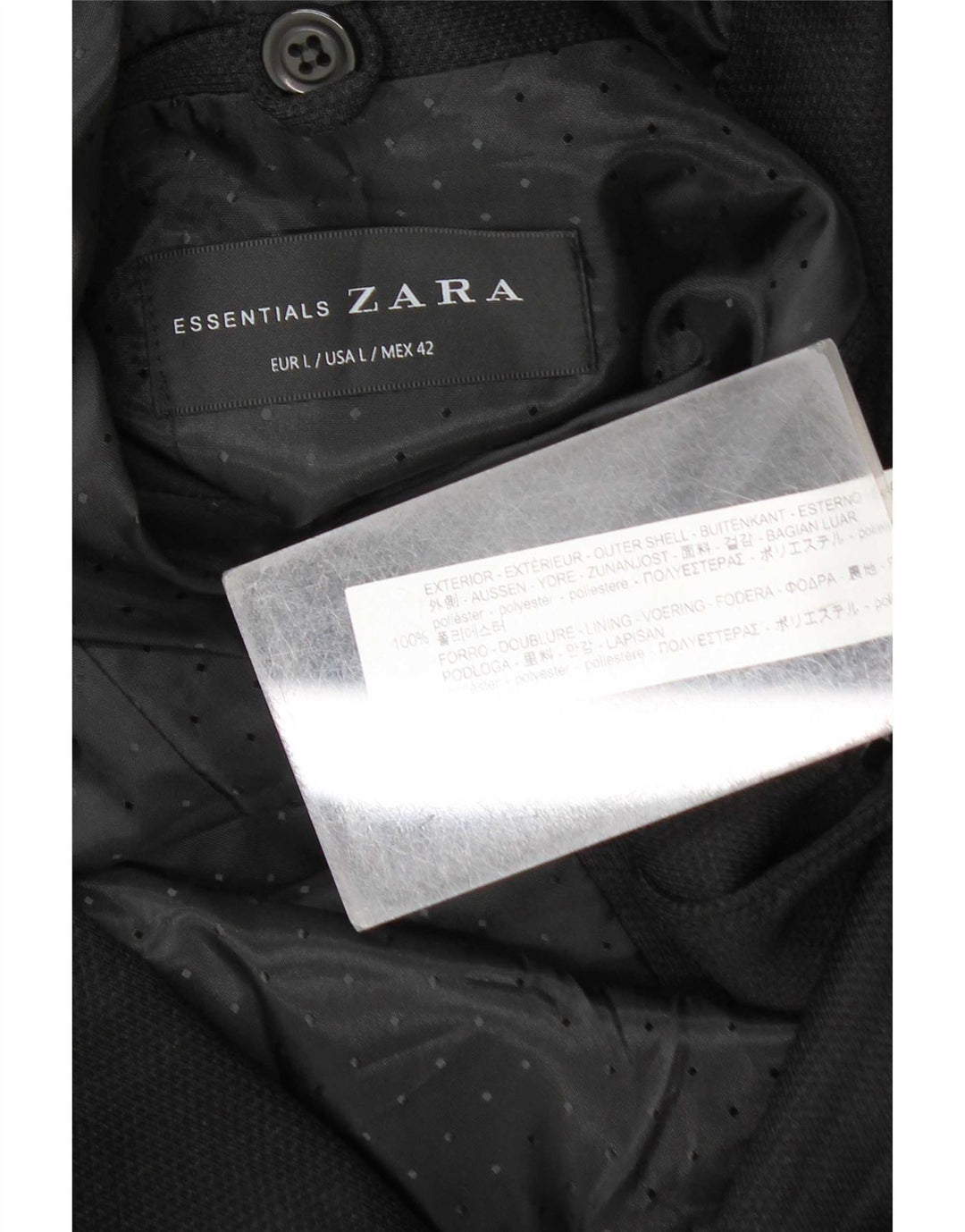 Blazer pentru bărbați Zara, cu 2 nasturi, UK 40, mare, negru, poliester