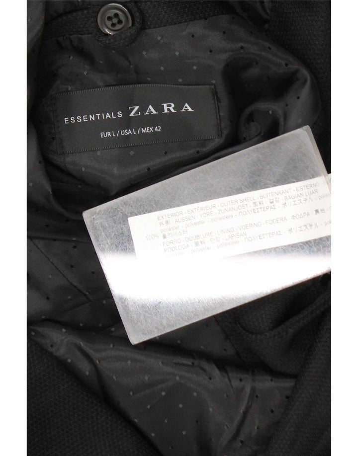 Blazer pentru bărbați Zara, cu 2 nasturi, UK 40, mare, negru, poliester