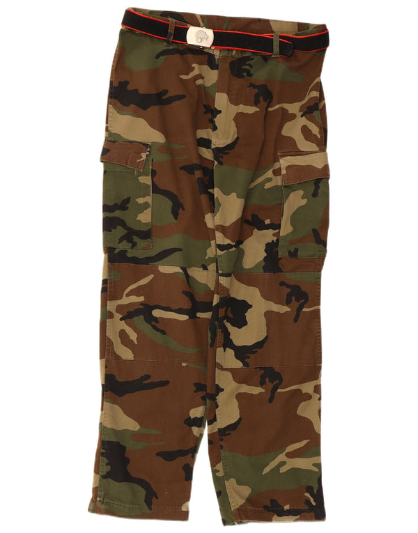 Pantaloni cargo drepți vintage pentru bărbați IT 50 Large W34 L28 Maro Camuflaj
