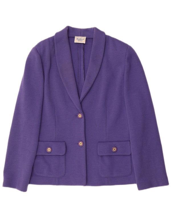 Jachetă pentru femei Luisa Spagnoli tricot cu 2 nasturi Lână violet mediu UK 12