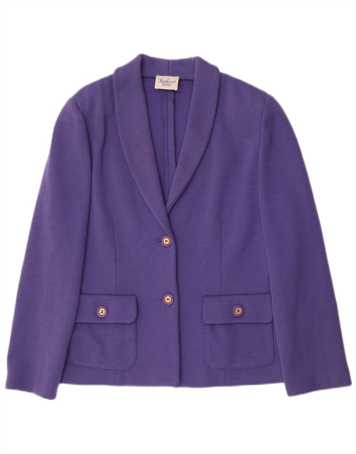 Jachetă pentru femei Luisa Spagnoli tricot cu 2 nasturi Lână violet mediu UK 12