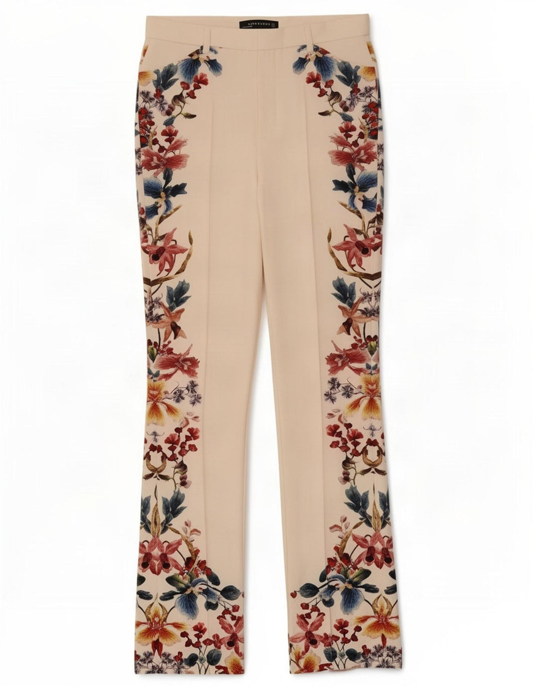 Pantaloni casual pentru femei Bootcut Zara Mediu L28 L32 Poliester Floral Alb