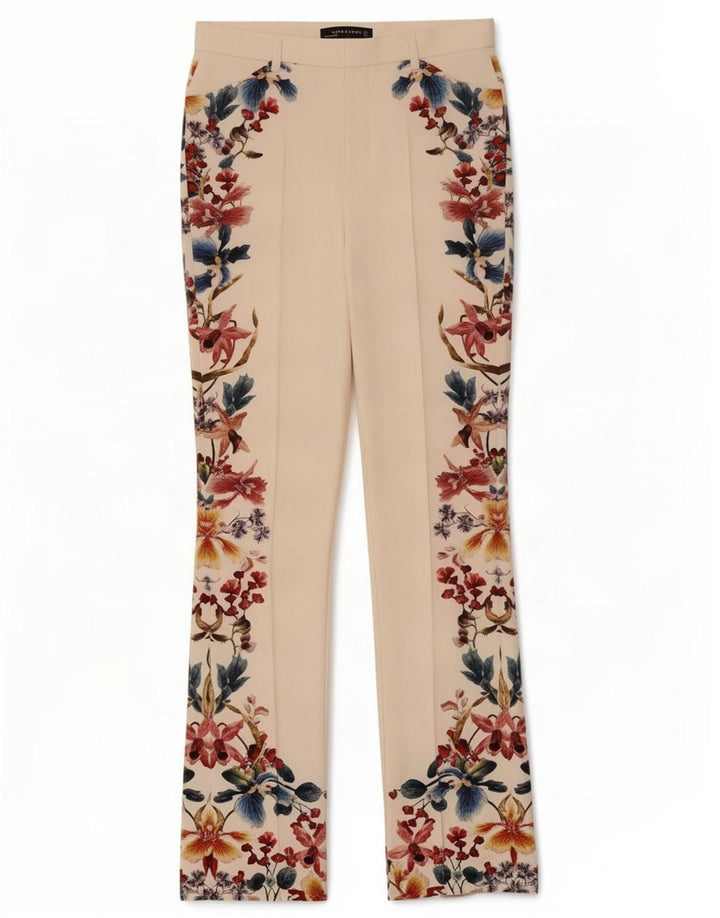 Pantaloni casual pentru femei Bootcut Zara Mediu L28 L32 Poliester Floral Alb