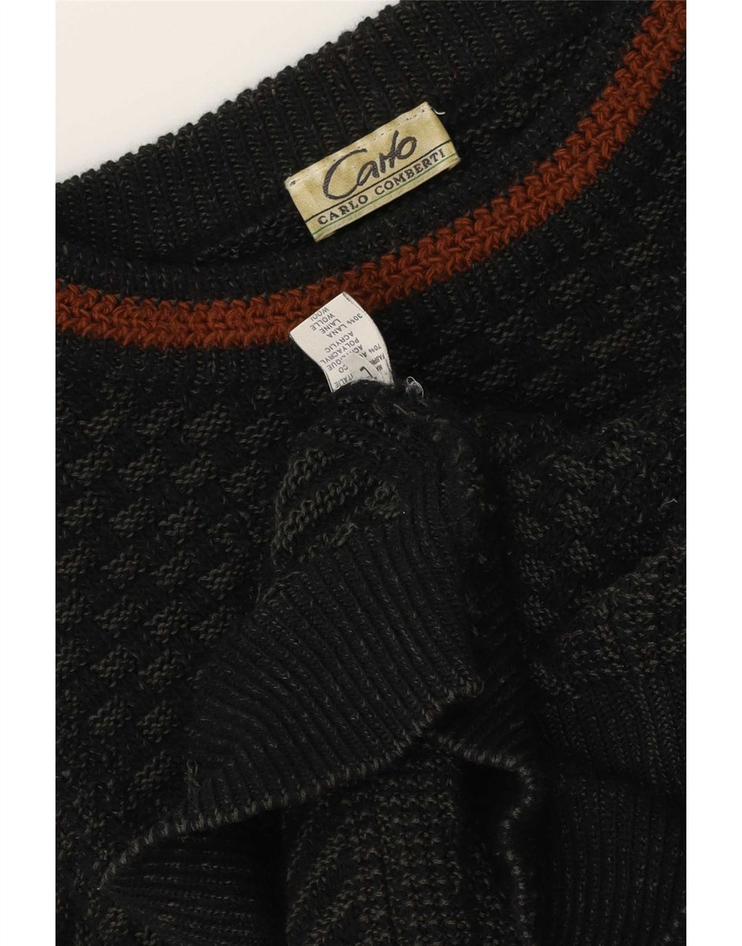 Carlo Comberti Mens Boat Neck Jumper Sweater Large Grey Geometric Acrylic