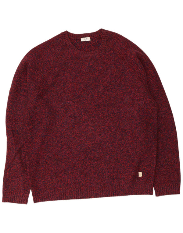 Pulover pentru bărbați Liu Jo cu gât roșu, XL, Lână virgină cu pete burgundy