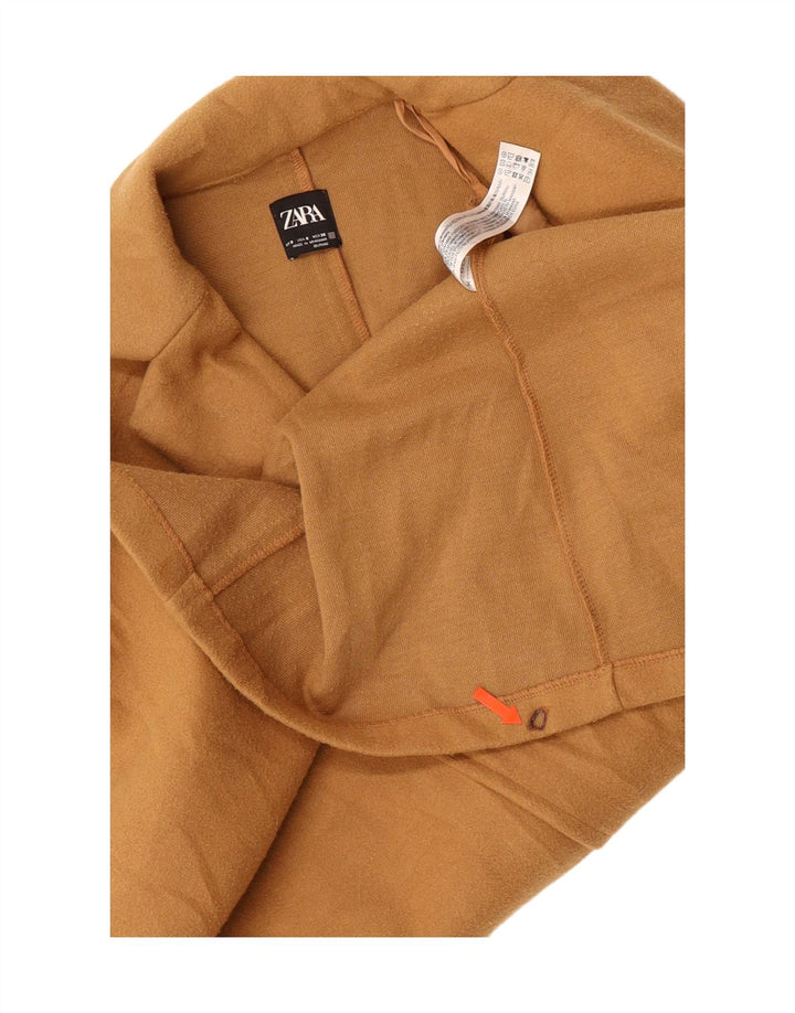 ZARA Womens Open Overcoat UK 10 Small Brown Polyester