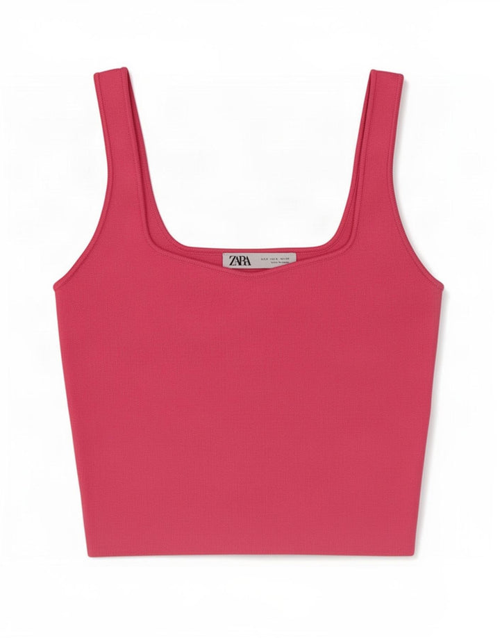 Top crop pentru femei Zara UK 8, mic, roz, poliester