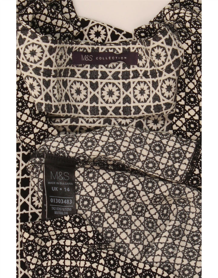 MARKS & SPENCER Rochie schimbătoare pentru femei UK 14 mare, neagră, geometrică, viscoză