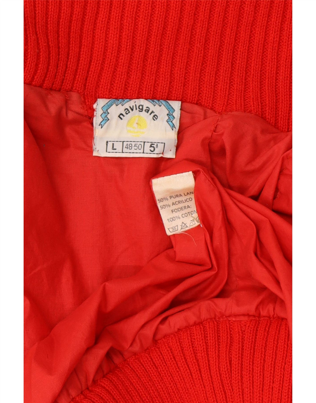 Pulover cardigan pentru bărbați Navigare IT 48/50 Lână roșie medie