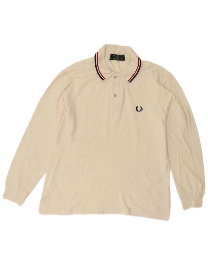Fred Perry tricou polo cu mânecă lungă pentru bărbați, mic bumbac alb