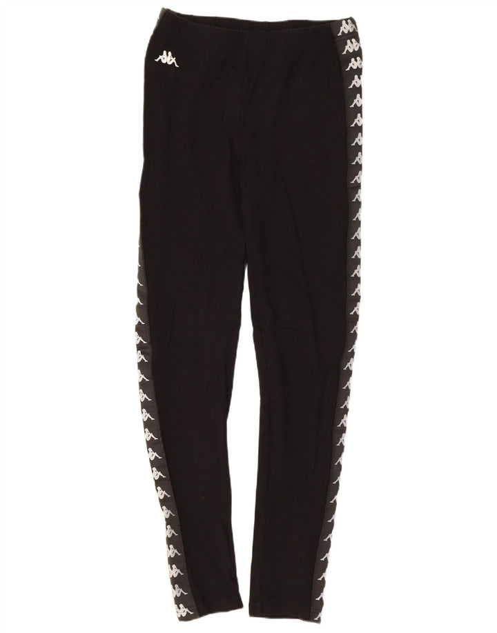 Leggings grafic Kappa pentru femei UK 8, bumbac negru mic