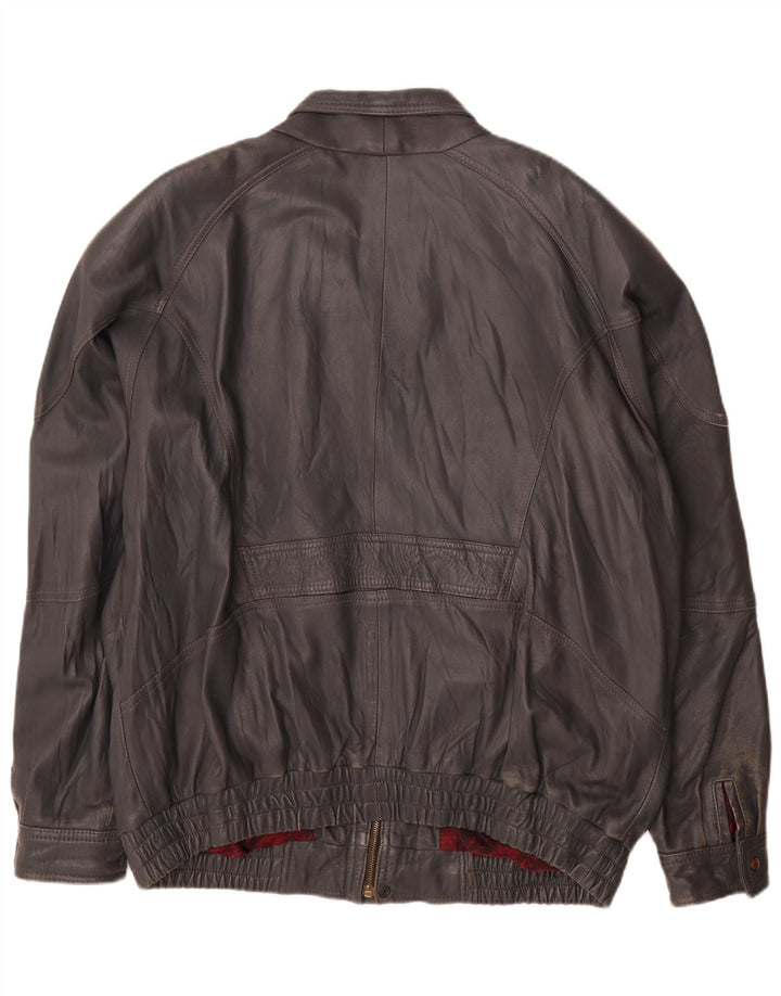 Geaca de piele vintage pentru barbati IT 60 4XL gri