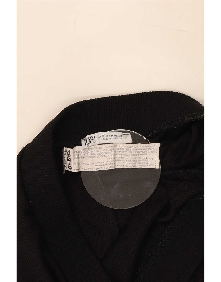 Pantaloni de trening Zara pentru femei Flare UK 12 Poliester mediu negru