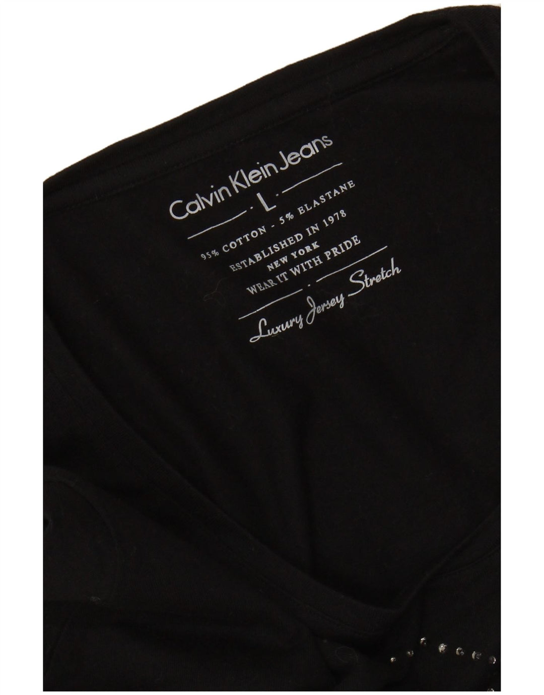 CALVIN KLEIN JEANS Top grafic pentru femei cu mânecă lungă UK 14, mare, negru, bumbac