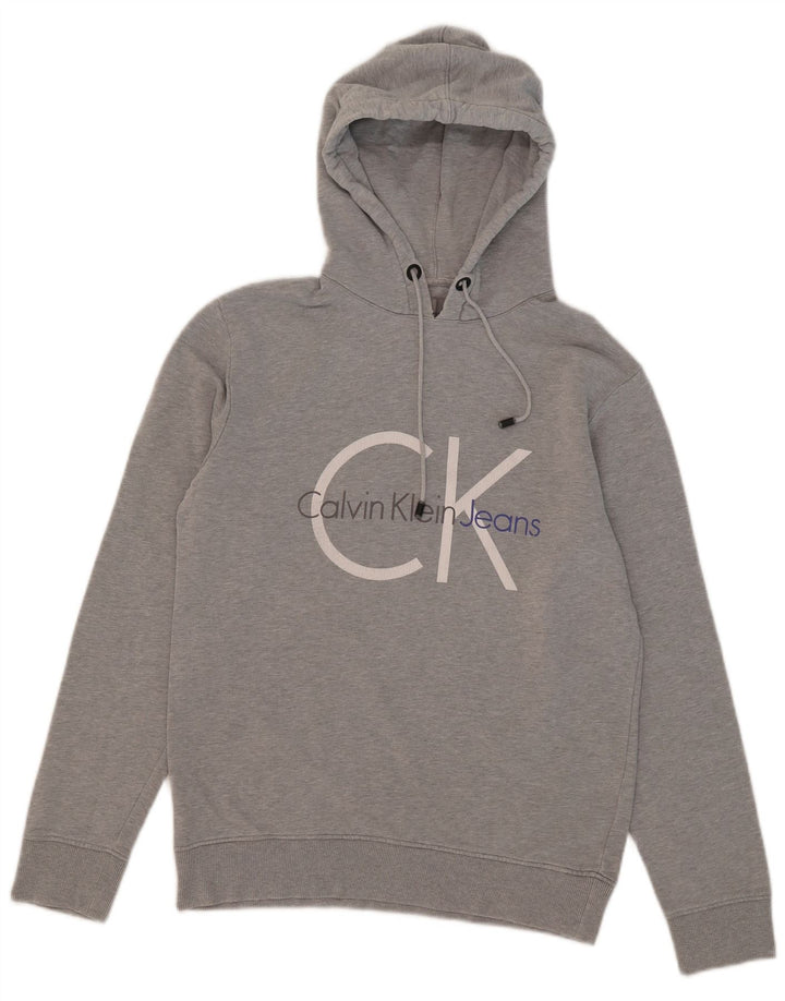 Pulover Calvin Klein Jeans pentru bărbați, cu capotă, gri mediu