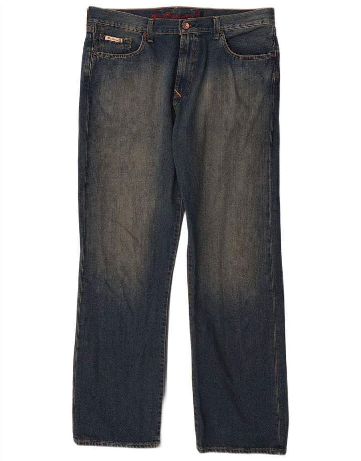 BEN SHERMAN Blugi drepti pentru bărbați W36 L32 Bumbac albastru