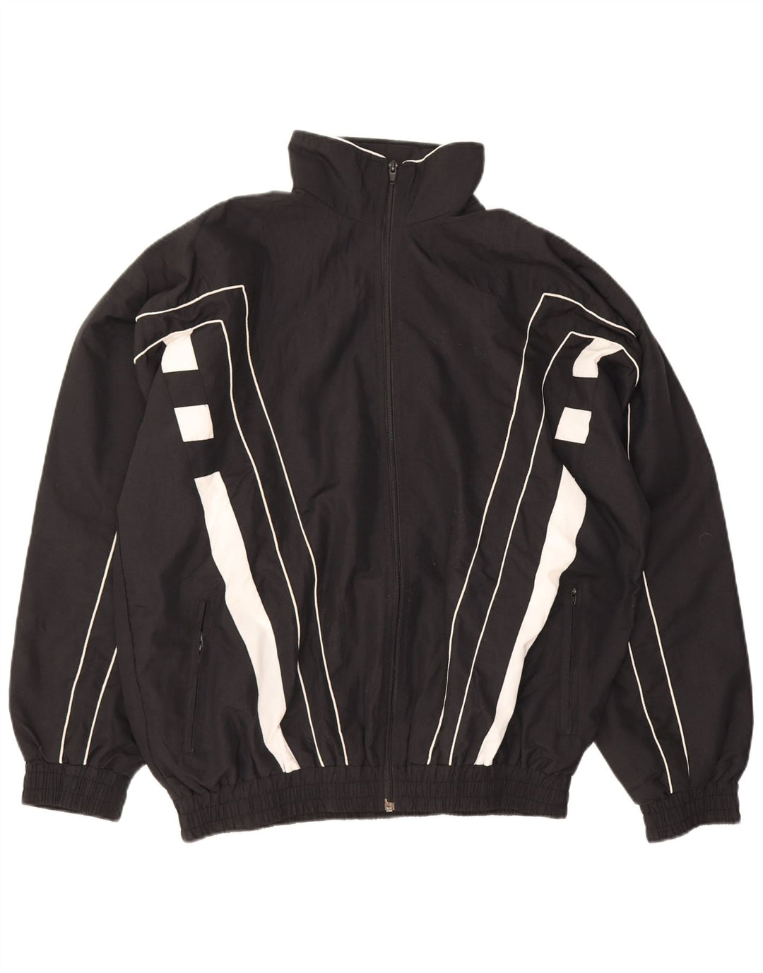 Trening pentru bărbați Vintage Top Jachetă mare, negru, poliester color bloc