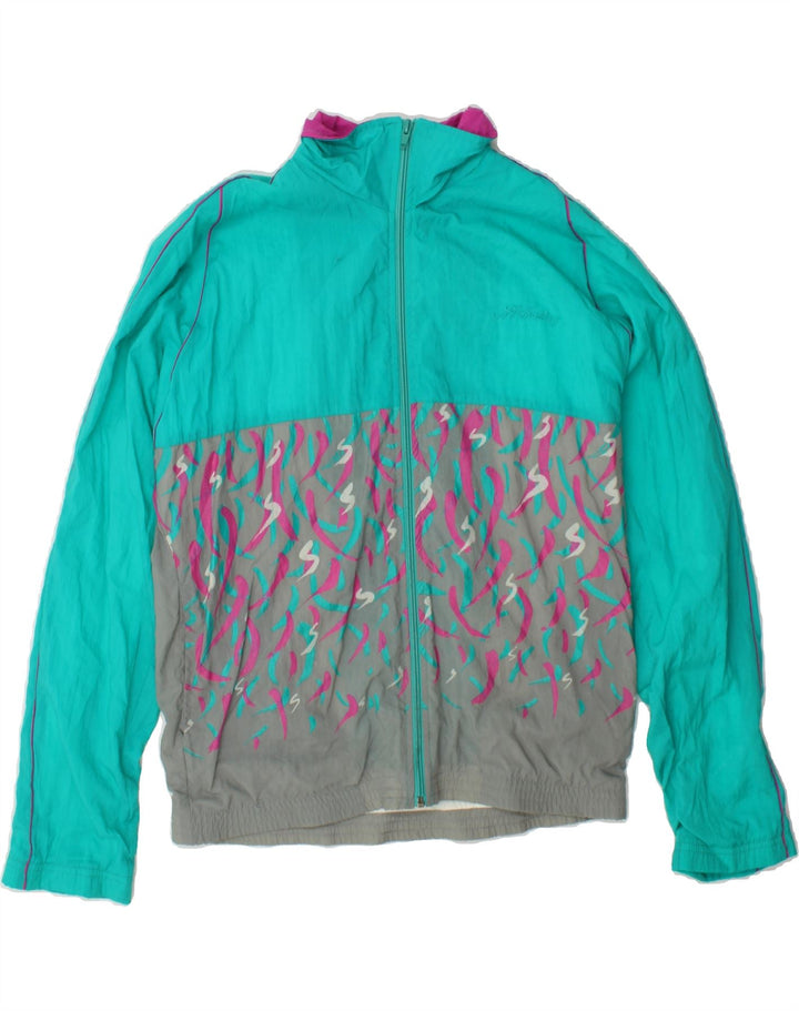 VINTAGE Mens Tracksuit Top Jacket Small Turquoise Colourblock Nylon Vintage Vintage and Second-Hand Vintage from Messina Hembry 
