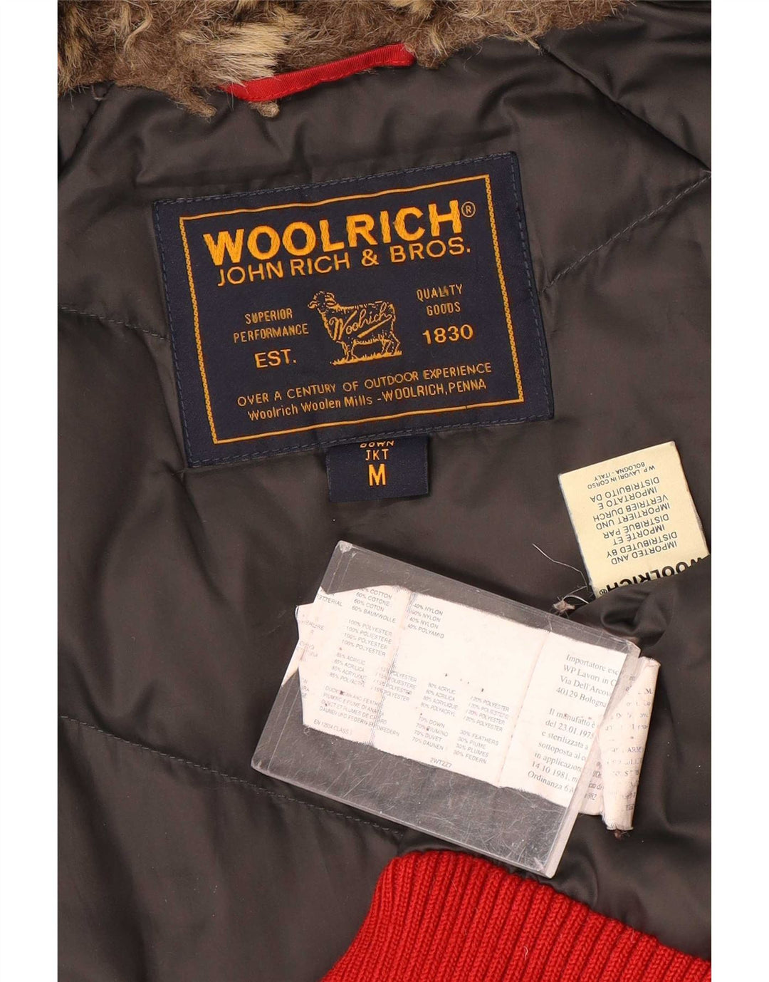 Jachetă căptușită cu glugă Woolrich pentru femei UK 14 Medium Red Nylon